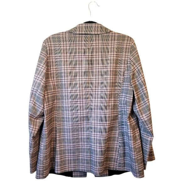 Lane Bryant Women's Neutral Pink Houndstooth Plaid Blazer Size 16 - Picture 2 of 7